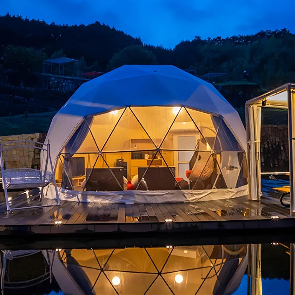 Outdoor Resort Steel Frame Village House White Luxury Hotel Geodesic Igloo Ball Glamping Dome Tent