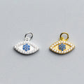 11mm Dainty Blue Zircon 925 Sterling Silver Evil Eye Pendant Bulk for Jewelry Making Supplies