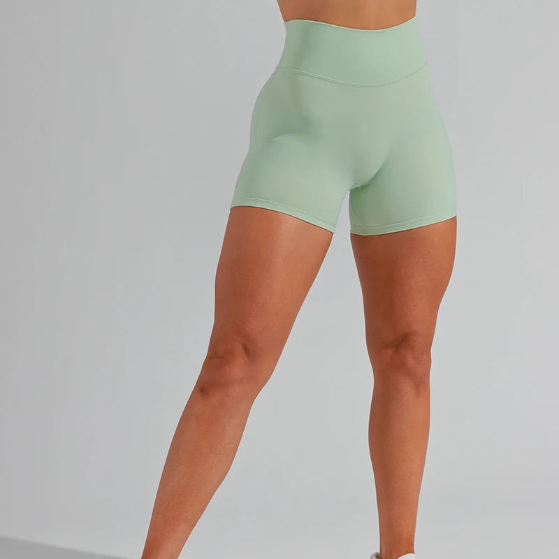 Women's High Waist Scrunch Gym Fitness Booty Yoga Shorts Quick Dry Four-Way Stretch Biker Shorts with Custom Logo Solid Pattern