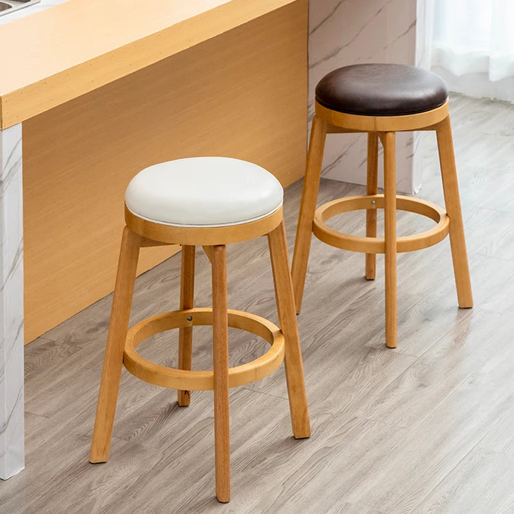 Modern Wooden Swivel Coffee Home Bar Furniture Kitchen Island Dining Counter Stool