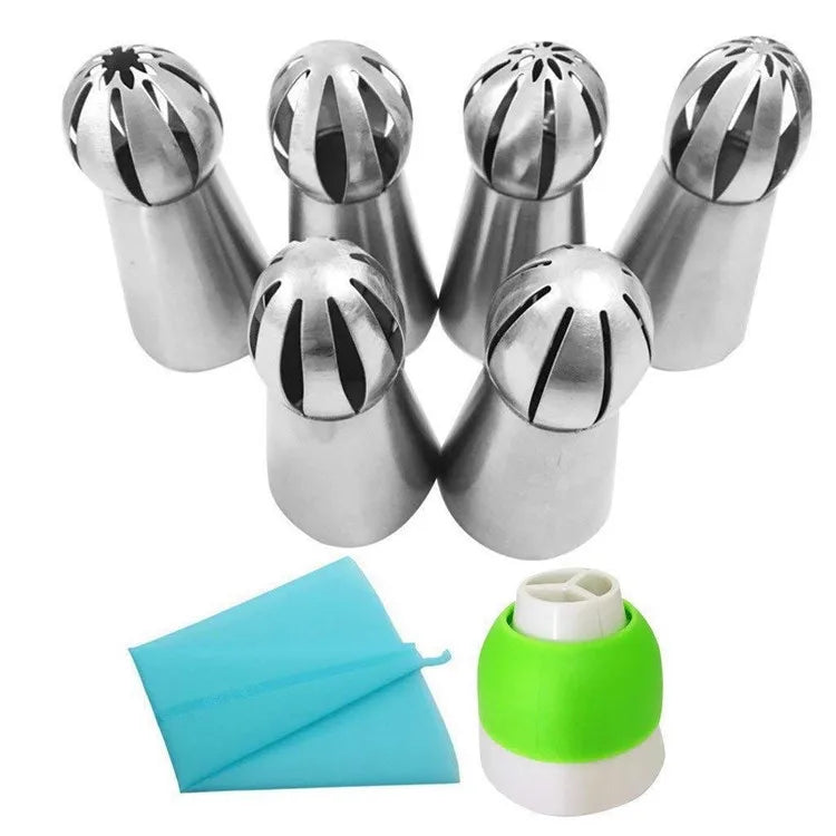 Hot Sale 8pcs Russian Piping Nozzles Cake Piping Tips Stainless Steel Decorating Nozzles Cupcake Kit Pastry Bag Baking Tool
