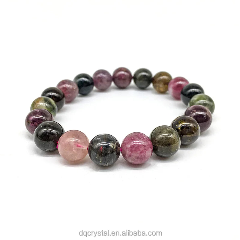 Wholesale Beautiful Natural Candy Color Tourmaline 8mm 10mm Bracelet Crystal Tourmaline Bracelet for Women Gift