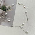 Ocean's Midnight Bloom Handmade Baroque Pearl Necklace in 925 Sterling Silver Each a Unique Silver-Wrapped Mystery