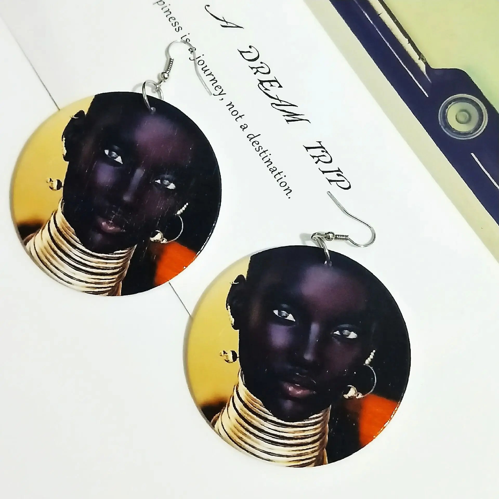 African Style Finished Round Wooden Black Women Earring for Girls