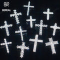 Custom Vvs Moissanite Cross Pendant Charms Hip Hop Style Iced Out Baguette Cut Diamond 925 Silver Fine Cross Pendant Jewelry