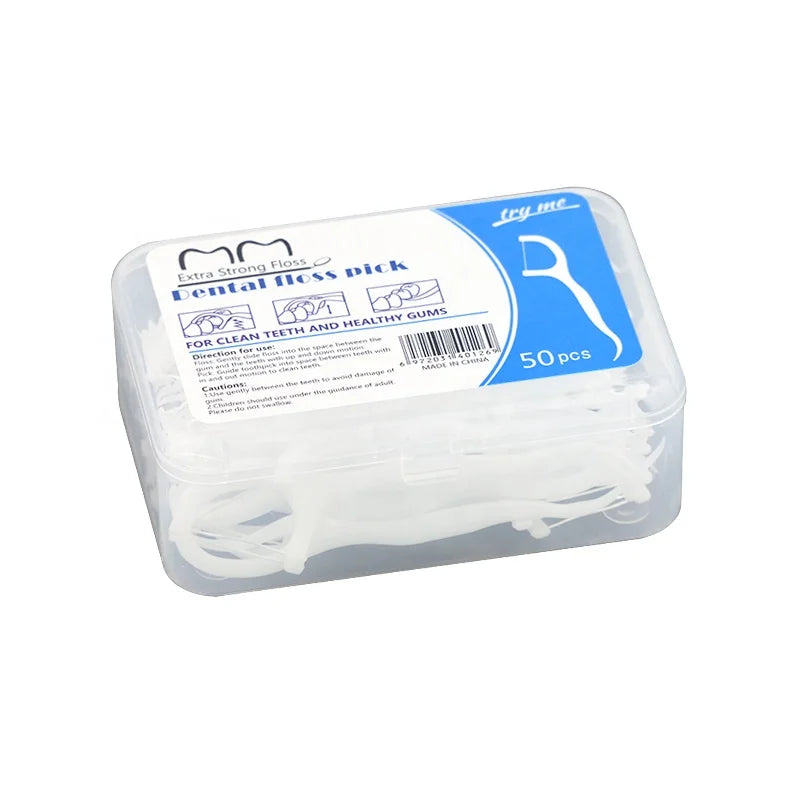 Custom Logo Oral Care Toothpick Nylon Abrasive Mini Reusable Box Container Flosser Dental Floss Pick