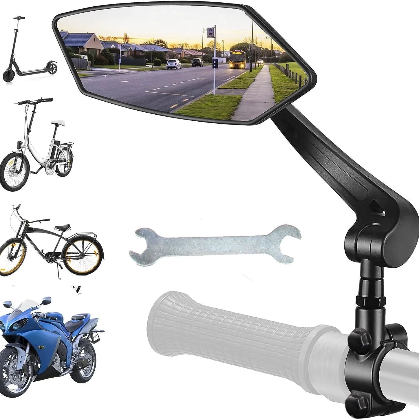 Mountain Bike Rearview Mirror Electric Vehicle High-Definition Flat Reflective ABS Cycling Accessory