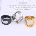 Factory Hot Sale Bottle Opener Hollow Ring Open Beer Bottle Chunky Rings Stainless Steel Ring for Men Women Gift