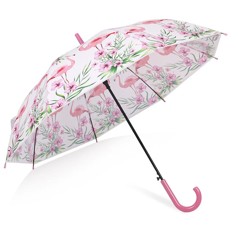 LOTUS Wholesale Ready to Ship Flamingo Print Cute Kids Lightweight Design Wind and Rain Protection Umbrella for Kids