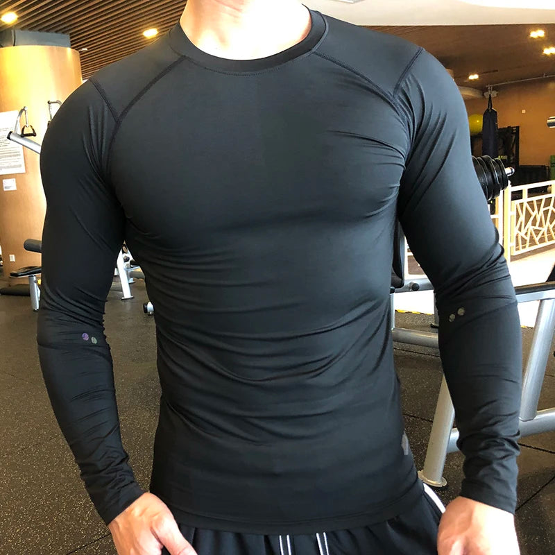 Men Gym Compression Under Base Layer Tops Long Sleeve Quick Dry Sports Custom Mens Gym Long Sleeve Blank Compression Shirts