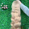 Glueless Silk Top Blonde Human Hair Long European Hair Jewish Wig  Human Hair Jewish Wig Kosher Wig  1" Poly in Front Silk Top