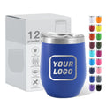Custom Cocktails Egg Shaped Coffee Mug Stainless Steel Insulated Cups Powder Coating 12oz Stemless Wine Glass Tumbler with Lid