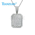 25*31mm Big Rectangle Pendant Full Round Moissanite D VVS White 925 Sterling Silver Hip Hop Jewelry Engagement Datting