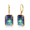 Plated Earring Long Earrings Jewelry Gold Fine Pendientes Mujer Rainbow Mystic Topaz Silver Women's CLASSIC 925 Sterling Silver