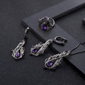 Abiding Natural Amethyst Gemstone Ring Earring Necklace New Design 925 Sterling Silver Fine Jewelry Set Women