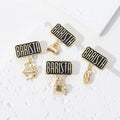 Barista Enamel Pins Custom Metal Brooches with Golden Pendant Coffee Mug Pot Bean Lapel Badges Custom Coffee Enamel Pins