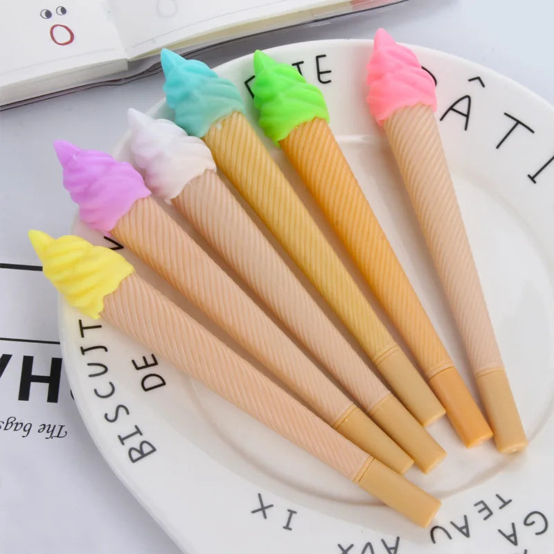 Creative Ice Cream Gel Pen Student Writing Pen Kawaii 0.5mm Black Ink Plastic Office & School Use