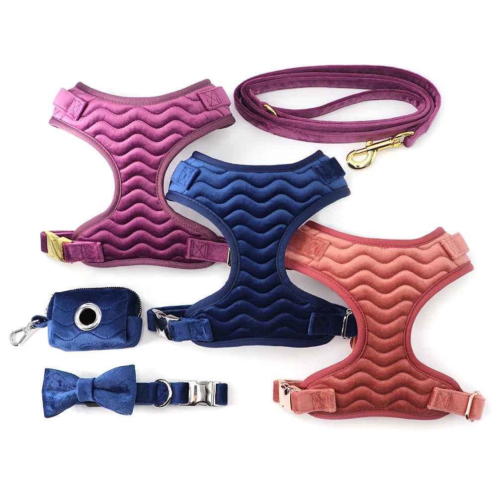 Wholesale Fashionable Customized Design Soft Sherpa Adjustable Luxury Teddy Velvet Personalized Dog Harness