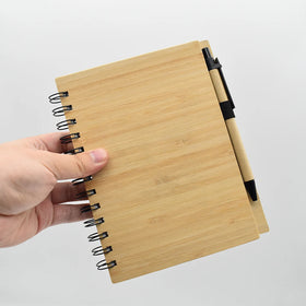 Promotional Gift 80 Pages Writing Notebook Bamboo Spiral Notebook for School Student