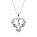 Angel Wings Stamped With Charm Chain Bulk 925 Sterling Silver Mini Heart Lock Zircon Necklace