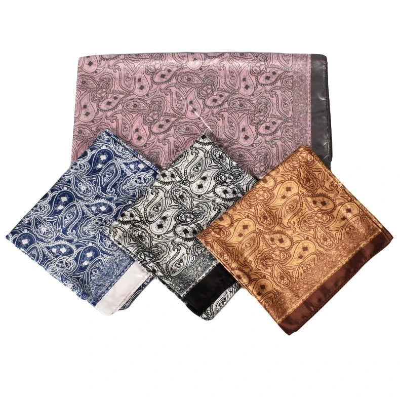 Fashion Retro Paisley 90cm Square Silk Headscarf Customizable Multifunctional Casual Silk Satin Bandanas for Women