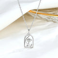 Hot Selling Rhodium Plated 925 Sterling Silver Zircon Rose Flower Pendant Women Trendy Necklace for Party & Gift