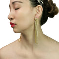 11cm Long Earrings 18K Gold Plated Copper Chain Tassel Earrings for Women Statement Metal Dangle Eardrop Trendy Accessories