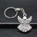 WYSIWYG 40x32mm Antique Silver Plated Zinc Alloy Double Sided Angel Key Chain for Souvenirs Gift P2-ABD-C12078