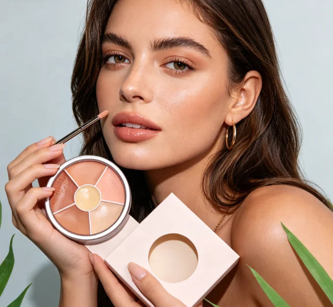 Private Label Cream Concealer Palette Foundation for Women and Girls to Correct Dark Circles Freckles Face Makeup Application