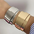 2023 New Arrival Fashion Jewelry Luxury Double Layer Irregular Open Cuff Bracelet 18K Gold Plated Glossy Women Bangle Bracelets