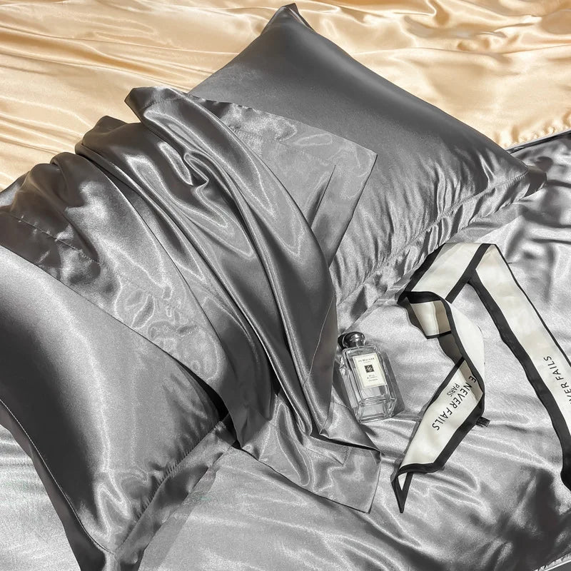 Factory Imitation Silk Fabric 48*74cm  Pure Color Bedding Anti Wrinklesilk Pillow Cover Silk Double-sided Ice Silk Pillowcase