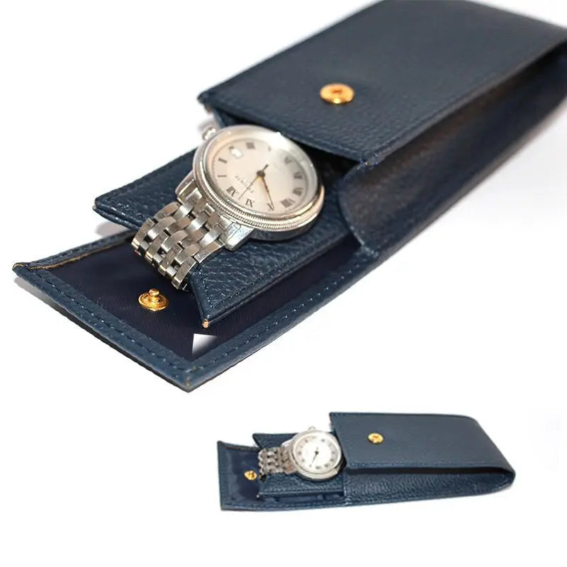 Yin Hui PU Leather Button Flap Litchi Single Watch Storage Bag with Custom Logo Protective Watch Pouch Closure for Display