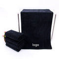 China Supplier Black Microfiber Towel for Hair Salon Black Towels Custom logo