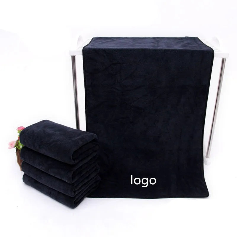 China Supplier Black Microfiber Towel for Hair Salon Black Towels Custom logo