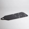 Japanese Korean Style Black White Matte Rectangle Ceramic Steak Serving Flat Plate Tray With Handle