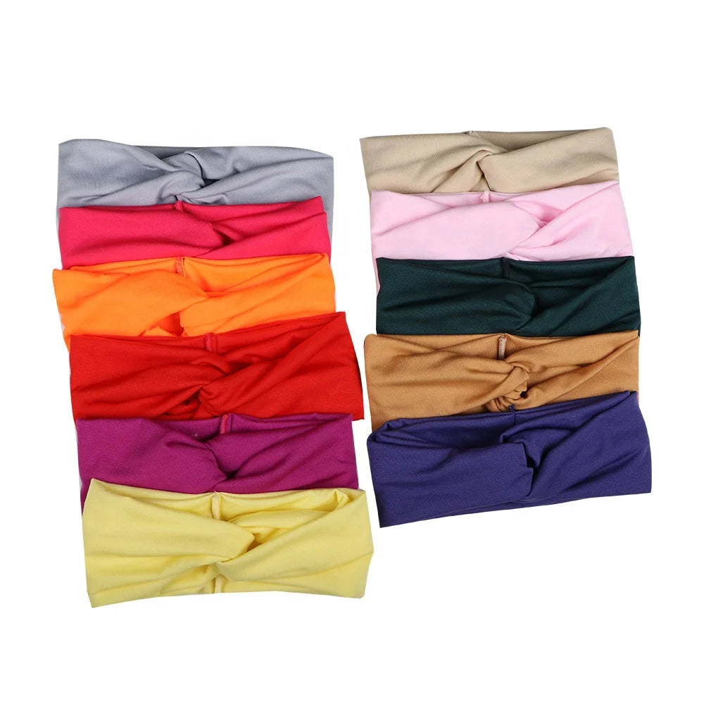 Elastic Headband Pure Color Sweat-absorbing Fitness Sport Women Headbands for Men Women