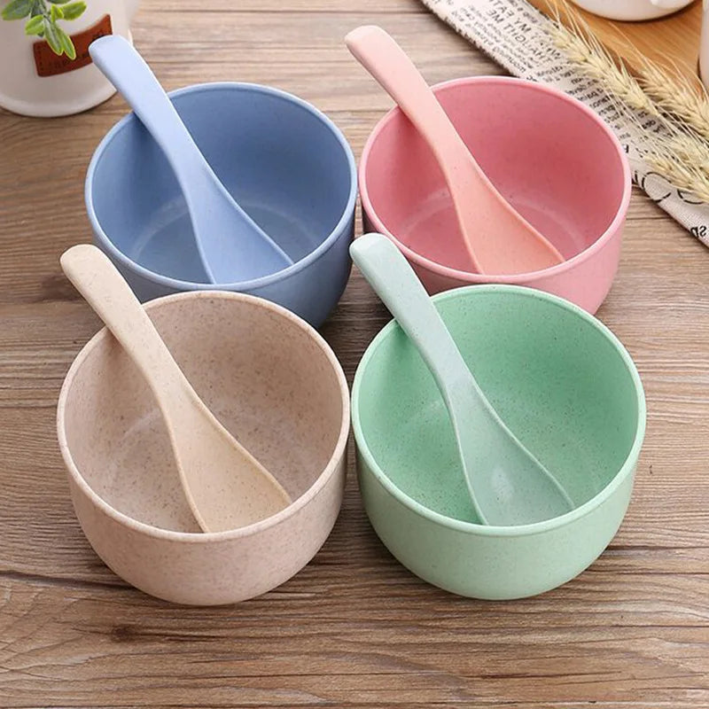 2020  New Eco-Friendly Wheat Straw Rice Husk Fiber Plastic Rice Bowl Large Plastic Soup Bowl Durable