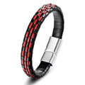 Hot Selling Romantic Jewelry Stainless Steel Magnetic Clasp Genuine Leather Bangle Black Red Blue Rope Men Jewelry Bracelets