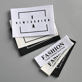 Factory Wholesale Cheaper Stock Neck Labels Fashion Black White Beige Neck Custom logo Pattern Design Woven Labels