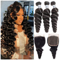 8-22inches Super Double Drawn Raw Hair with 4x4 Lace Closure Loose Wave HD Lace Unprocessed Hair for Black Woman Wholesale