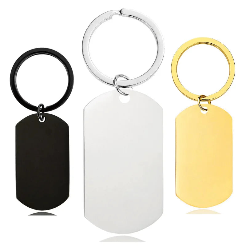 Custom Logo Keychain with Engraved Name Plate Promotional Stainless Steel Metal Keychain