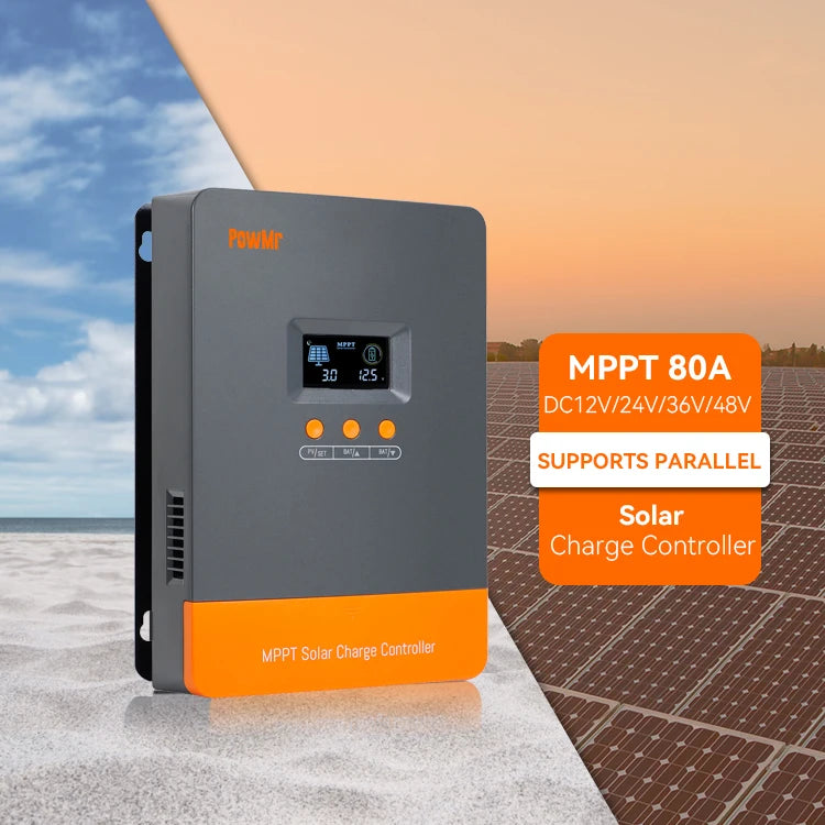 PowMr High Charging Efficiency 80A Solar System Charge Controller Max PV Input 160Vdc Solar Charge Controller