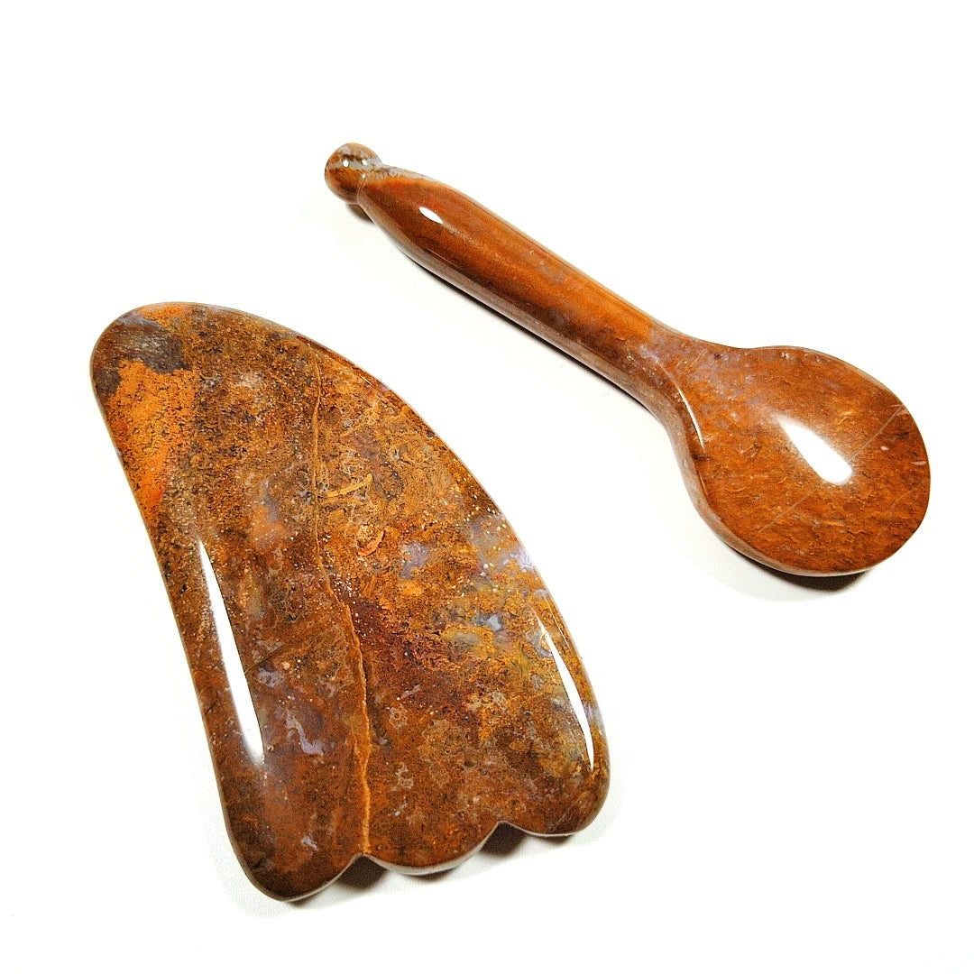HY Beauty Spiky Mookaite jasper Gua Sha Tool for Beautiful Skin Scraping Spiky Guastone MegaBDM