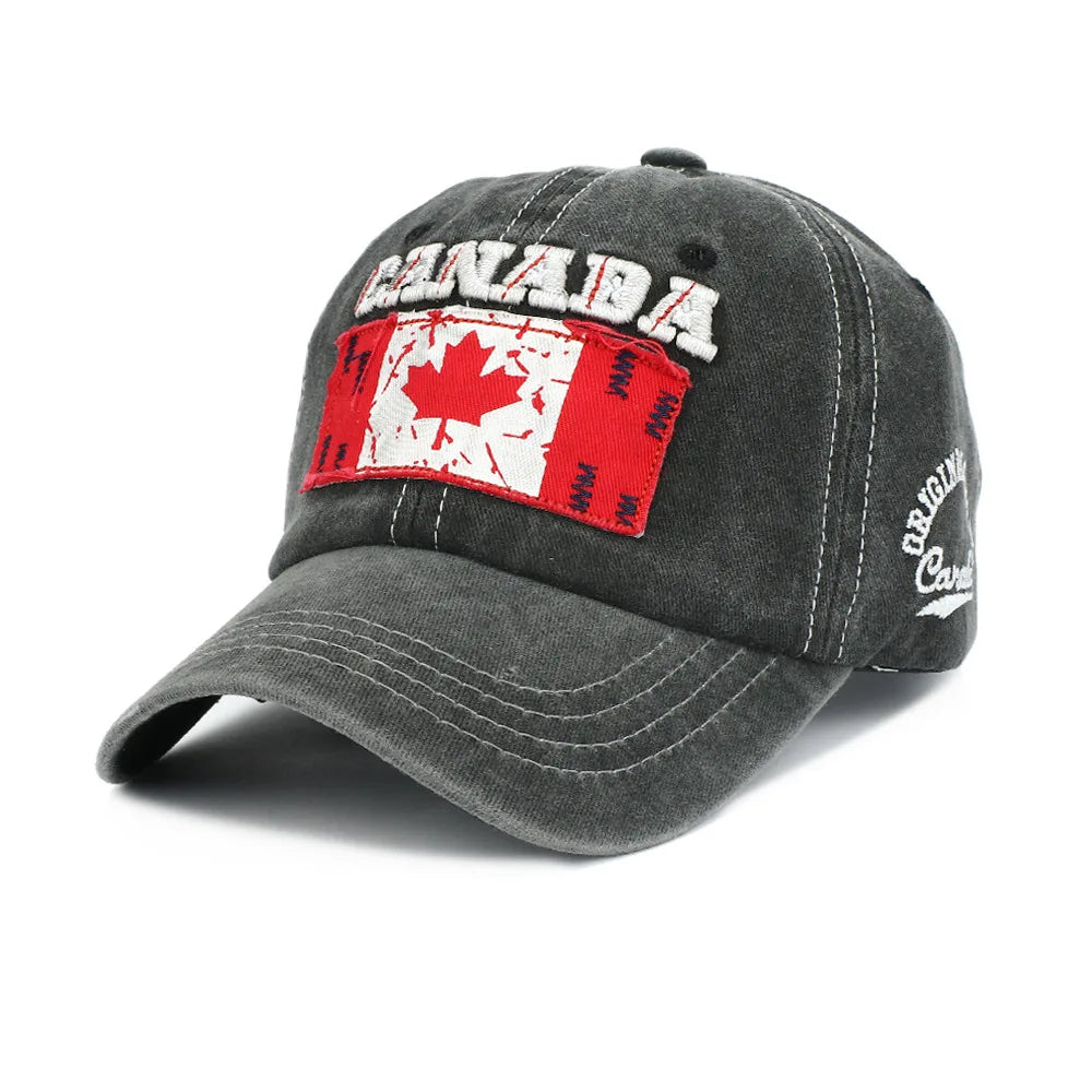 Canada Caps Men Women Summer Fashion Dad Hat Snapback Stick Flag Letter Embroidery Black White Baseball Cap Women Gorras Hombre