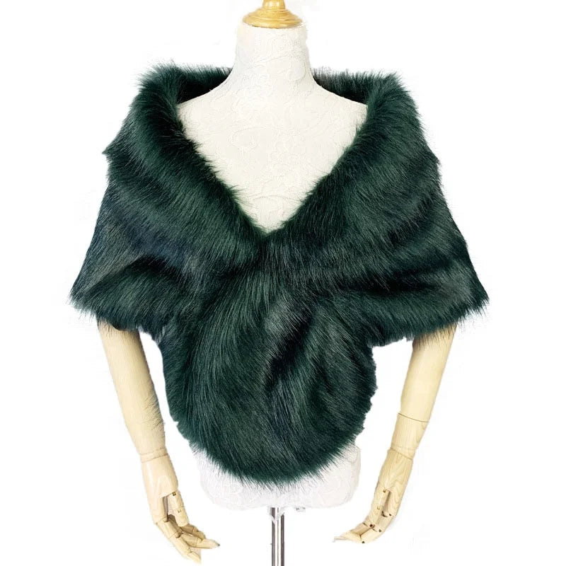 Jtfur Autumn Winter Soft Female Furry Fur Cloak Solid Color Loose Custom Women Faux Fox Fur Shawl