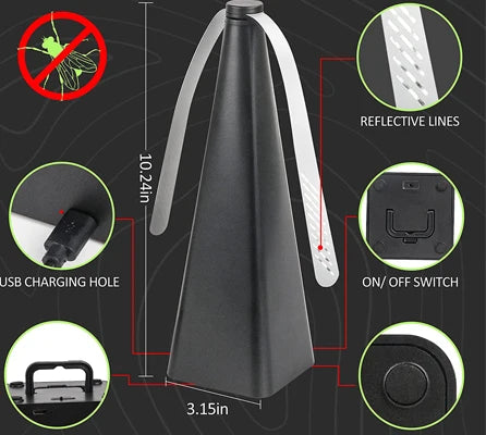 USB Rechargeable Electronic Fly Fan Chemical Free for Indoor Farm Use Hanger Device Keep Flies Bugs Away Fly Swatters Traps