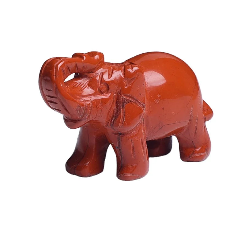 2026 Natural Gemstone Elephant Figurines Decorations Reiki Gift Animal Carvings Red Jasper Elephant Decor Statue