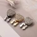 JFRB050 Rhinestone Heart Shape Covered Button Cufflink Tie Clip Decor Button Covers for Women Garment Shirt