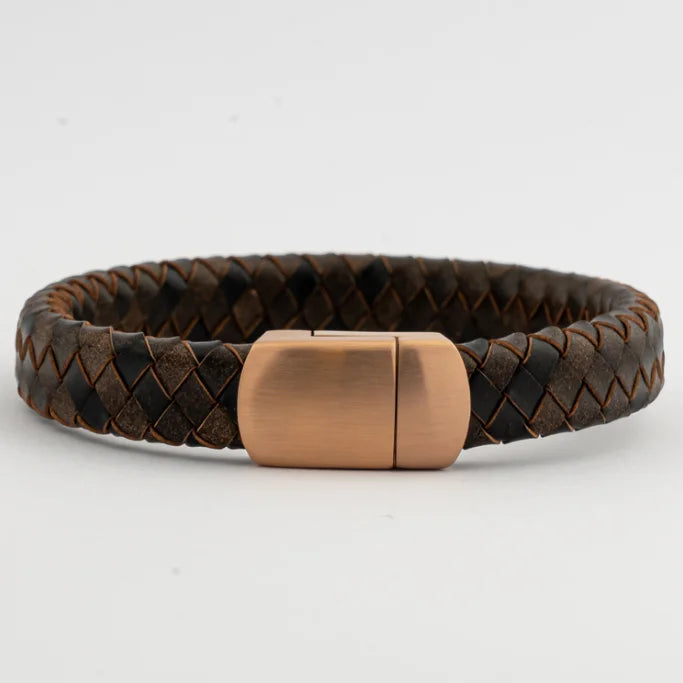 Inspire Jewelry New Personalized Simple Woven Leather Bracelet Vintage Brown Fashion Leather Bracelet With Stainless Steel Clasp