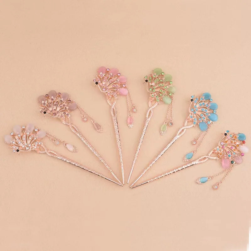 Metal Vintage Hair Clip for Bride Crystal Rhinestone Hairpin Hair Accessories Jewelry Hair Sticks